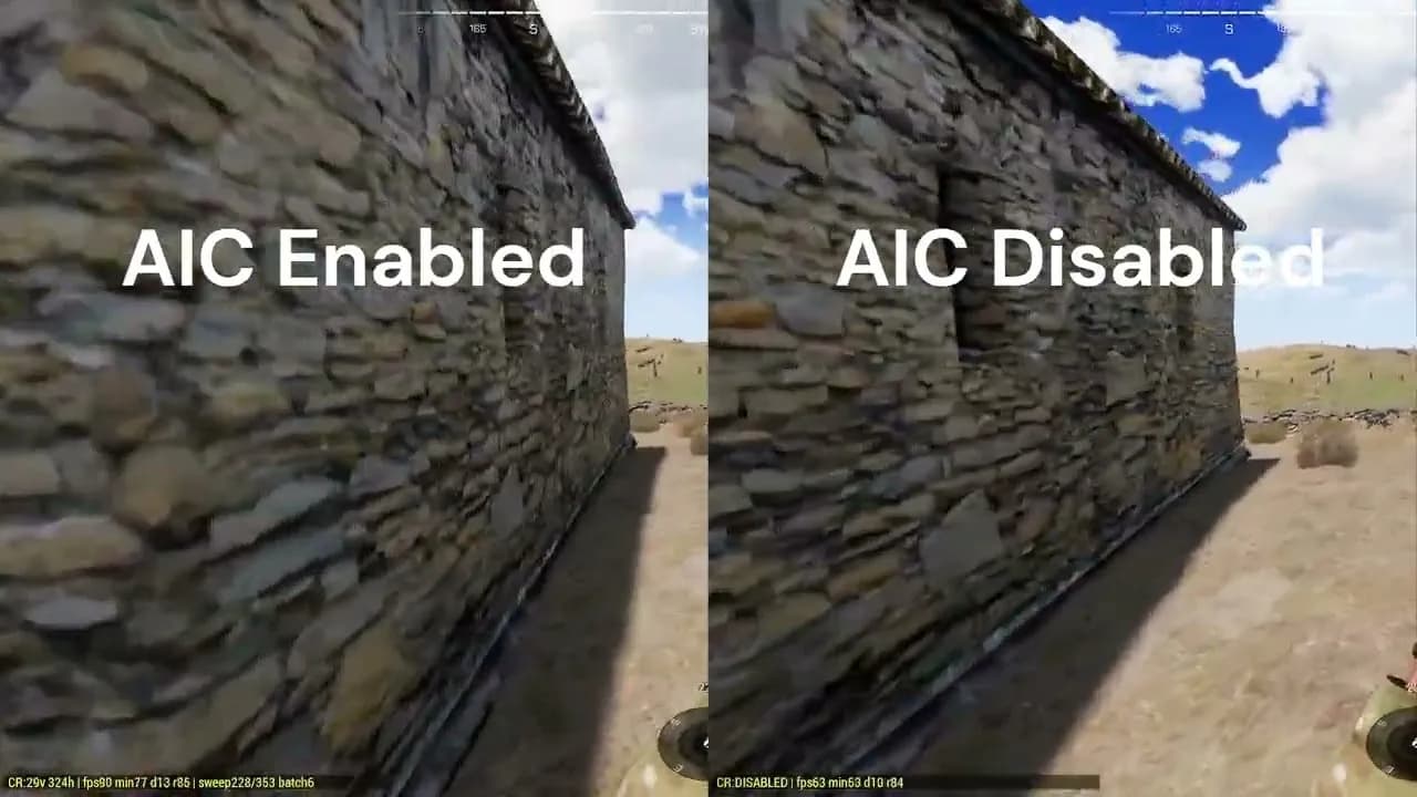 AI Culler on and off side by side in the performance test video