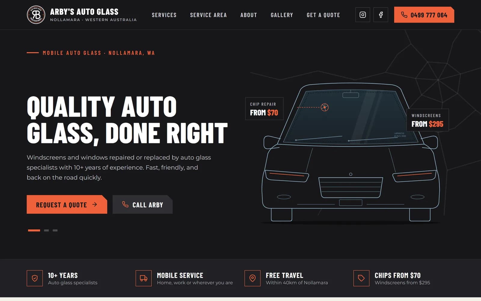 The home page hero carousel
